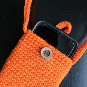 Handmade Hand Crochet Cell Phone Holder Crossbody Bag, New